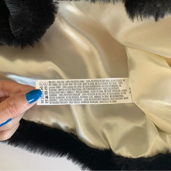 Forever 21 White/Black/Light Pink Colorblock Faux Fur Coat Jacket Large - Picture 3 of 8